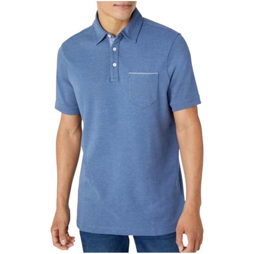 Tahari Men's Interlock Short Sleeve Golf Polo Shirt Size M Blue